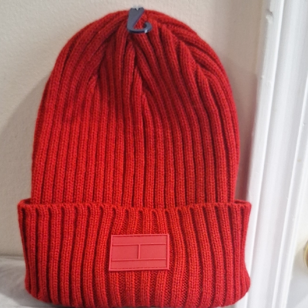Bold Red Knit Beanie with Textured Design